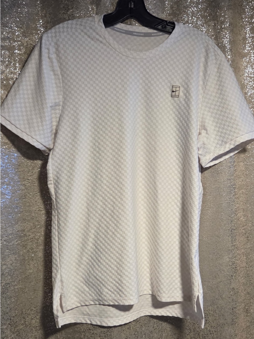Nike White Textured Short Sleeve Tee with Subtle Logo